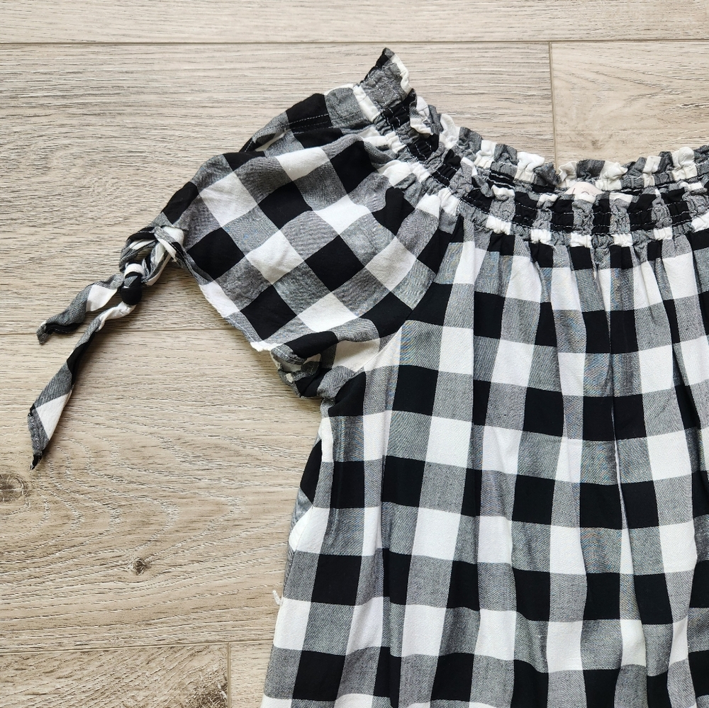 Loft Black and White Checkered Womens Medium Dress Cottagecore - Picture 3 of 10